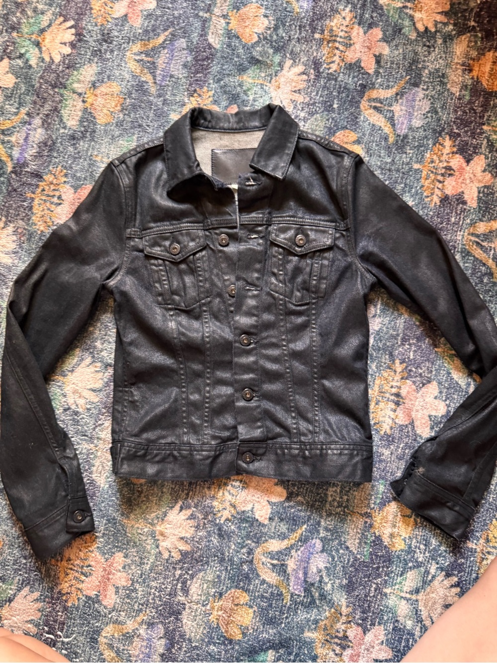 AG Adriano Goldschmied Shiny Black Denim Jacket